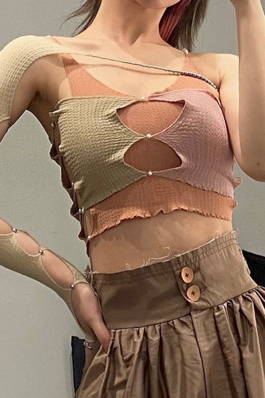 Rui Zhou Pearl Chain Tube Top Handmade Skin-friendly RUI-R008-AW20-DUOSE Multicolor